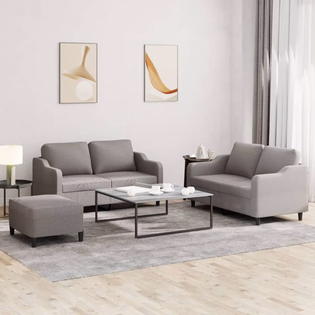 Maison Exclusive - Set divano a 3 pezzi con cuscini in tessuto color taupe