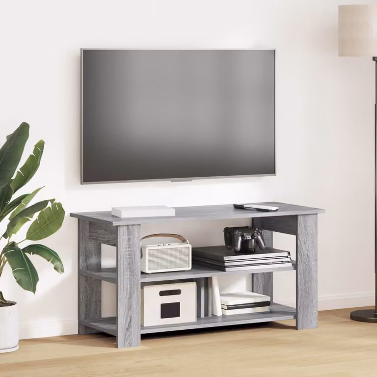 vidaXL Supporto TV moderno in legno e MDF, Grigio, L 100 x P 40 x H 50 cm