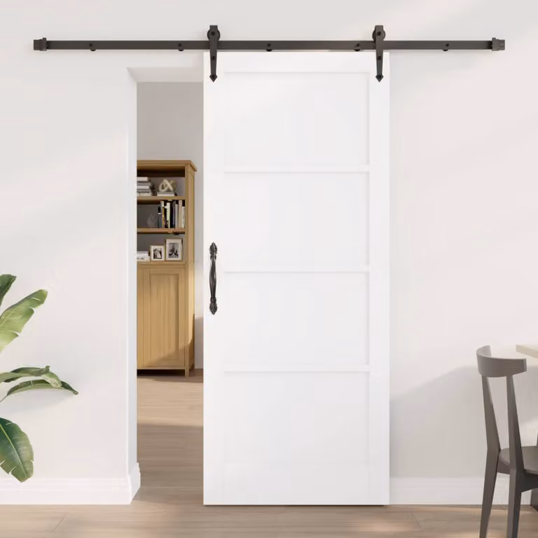 Porta scorrevole moderna vidaXL ORKDAL in legno di pino bianco e acciaio, L: 83 cm x H: 202 cm