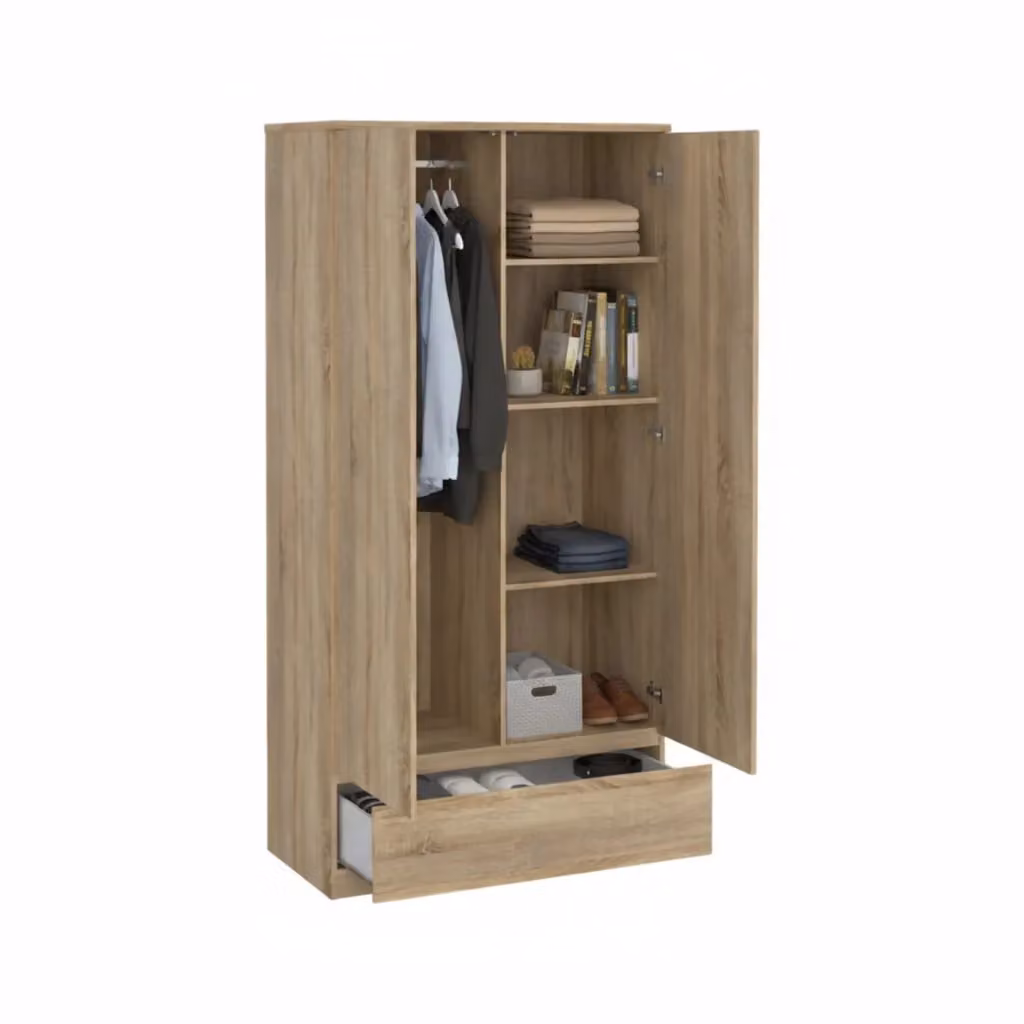 Armadio Multiuso Germano con 2 Ante e Maniglie, Marrone, L: 99 cm, P: 50 cm, H: 201 cm – 2