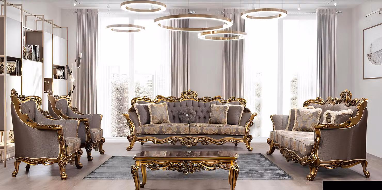 Luxus Garnitur Set 5tlg Sofagarnitur 3+3+1+1 Sitzer Couchtisch Sofa Sofas Sessel