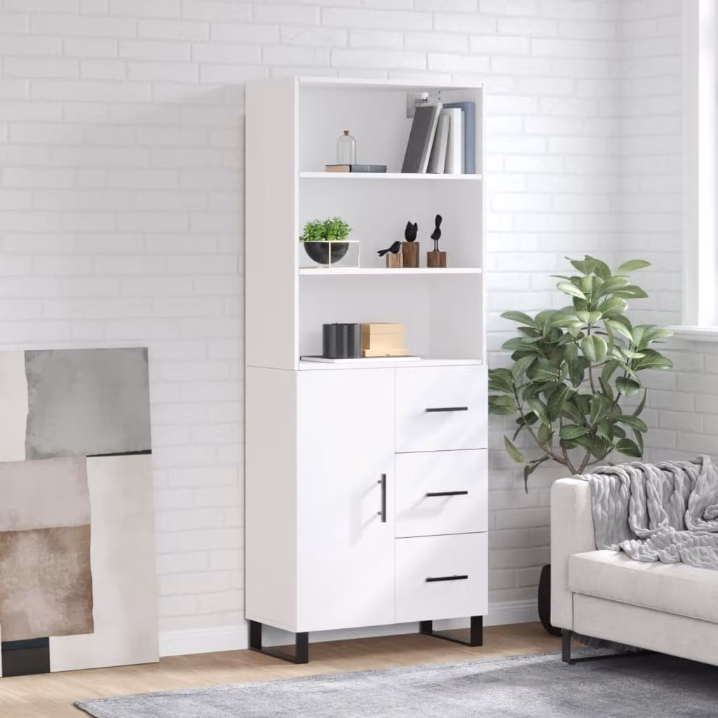 Credenza moderna vidaXL bianca in legno e metallo L/P/H: 69,5 x 34 x 180 cm