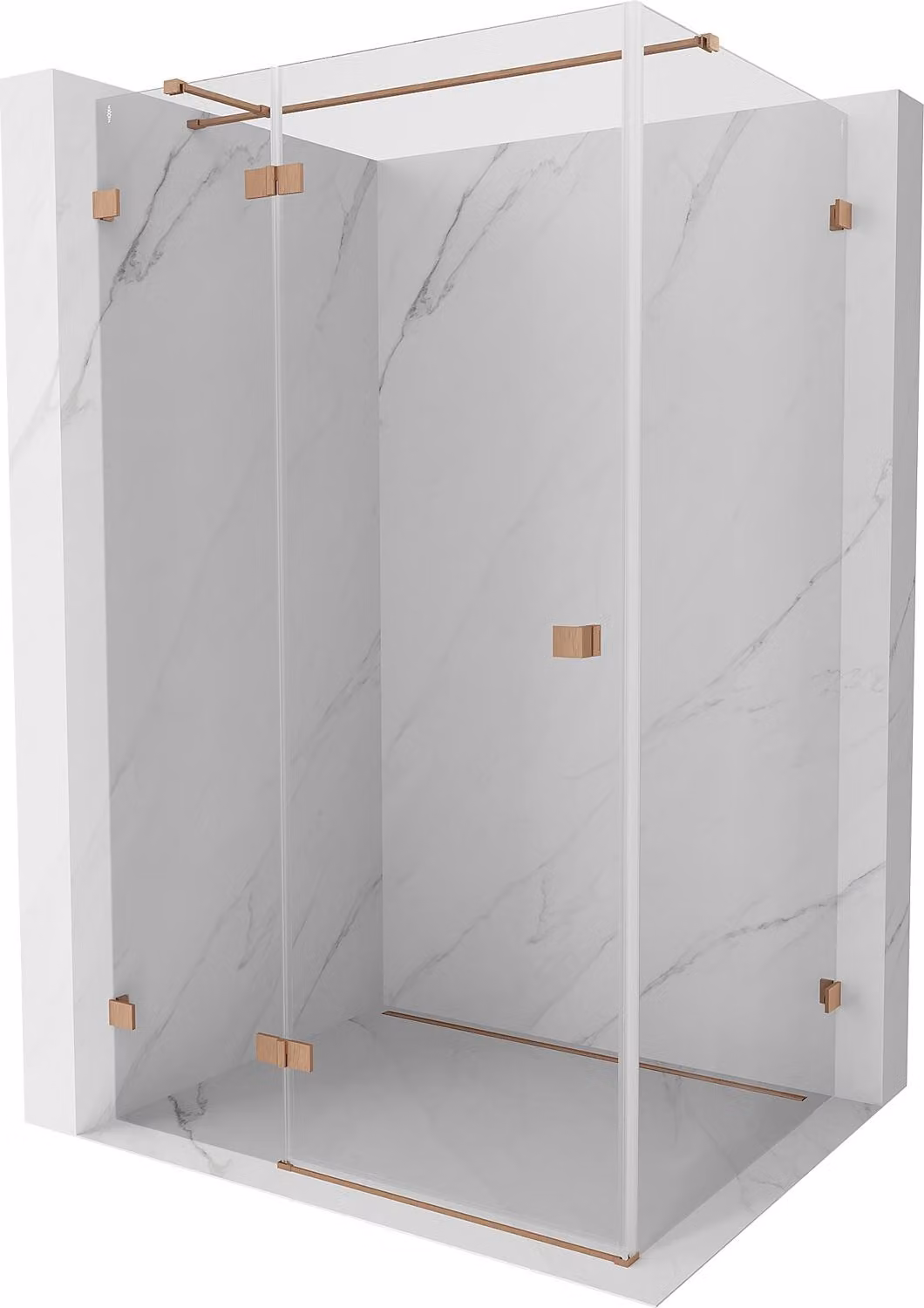 Mexen Lunar T cabina doccia con porta battente sinistra 110 x 100 cm, trasparente, rame spazzolato - 834T-110-100-65-00-L