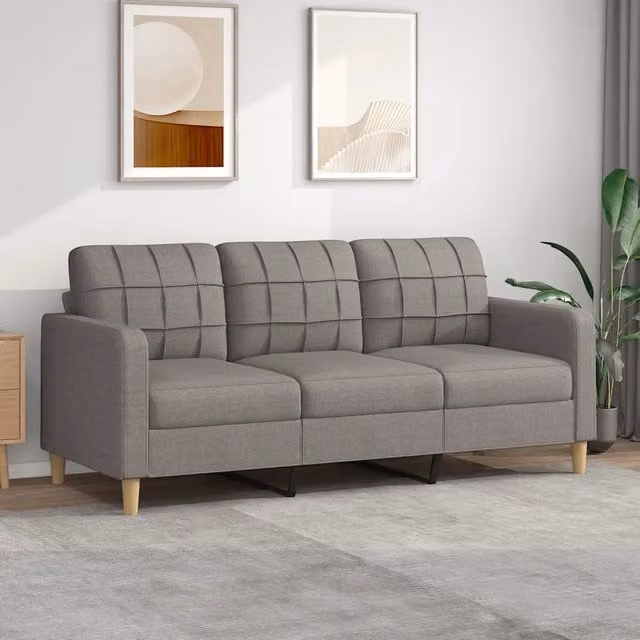 Divano moderno vidaXL in tessuto beige e grigio con struttura in metallo per il tuo soggiorno L: 198 cm, P: 80 cm, H: 77 cm – 1
