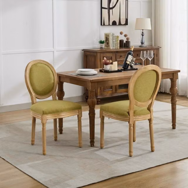 Sedia da pranzo OKWISH in tessuto verde, stile classico, ideale per cucina e sala da pranzo