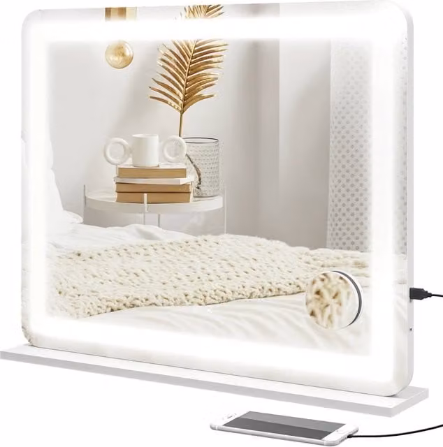 Specchio da bagno rettangolare MINIMAL con illuminazione LED bianca, da appendere a parete, L: 80 cm, H: 62 cm