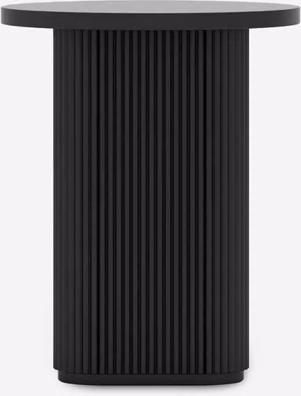 Tavolino 45x55cm rotondo da salotto in legno scanalato nero Quid - Nero