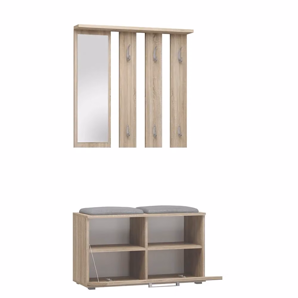 Guardaroba moderno OPAL in rovere sonoma con specchio e vani inclinabili, L/P/H: 85 x 35 x 82 cm – 2