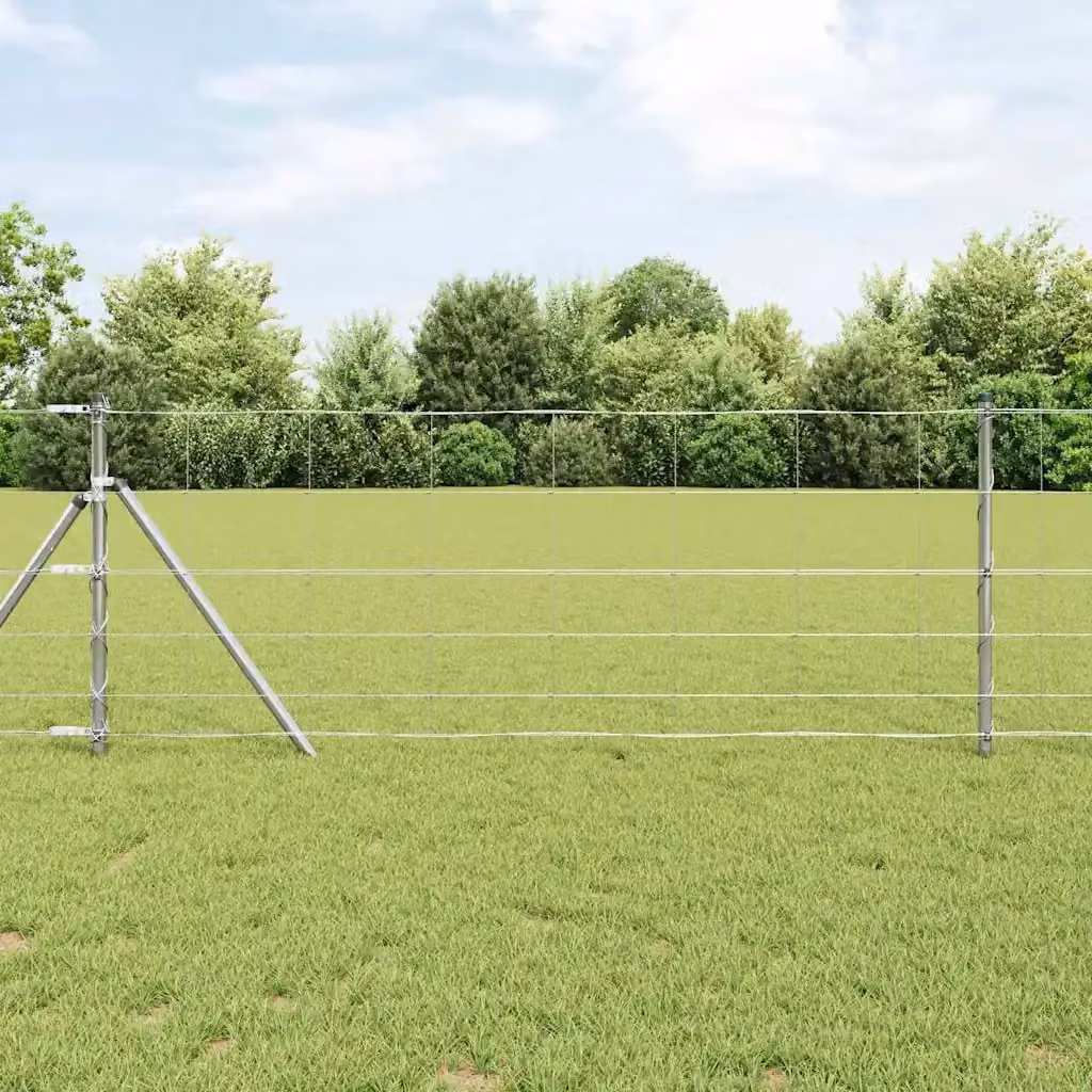 Pannello per recinzione rettangolare in acciaio zincato argento 0,8 x 0,5 m – 2