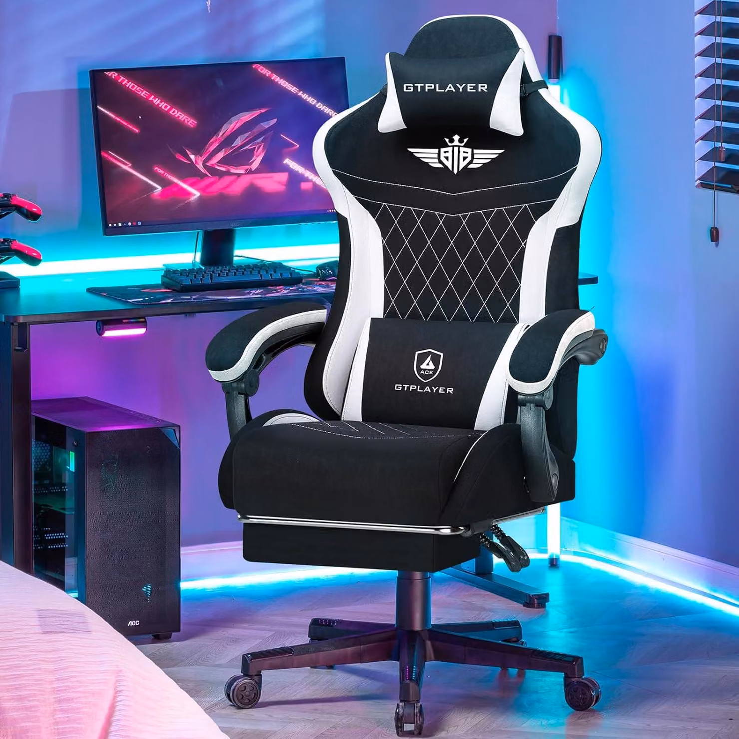 Sedia da gaming - Sedia per videogiochi - Sedia da ufficio - Sedia per PC - Sedia ergonomica - Tessuto traspirante