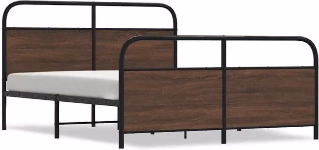 Letto matrimoniale Design In in metallo e MDF color rovere marrone L/P/H: 150 x 200 cm – 1