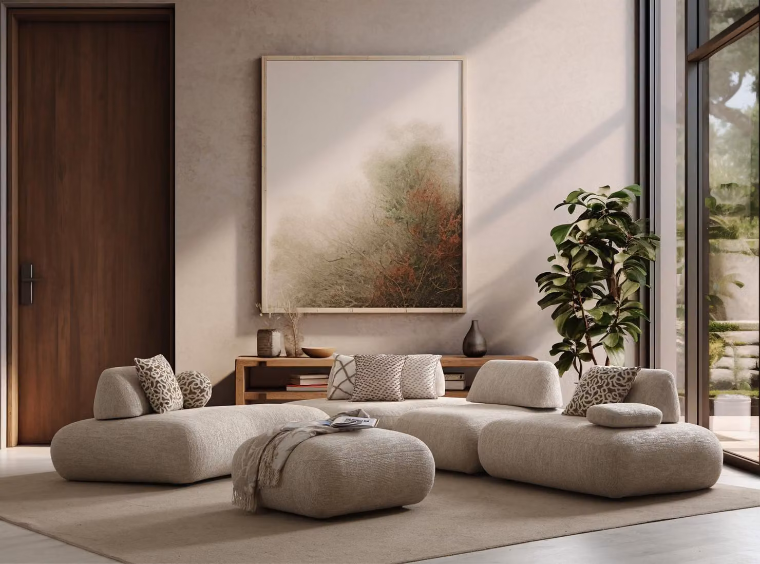 Beiges L-Form Sofa Designer Wohnzimmer Couch Eckcouch