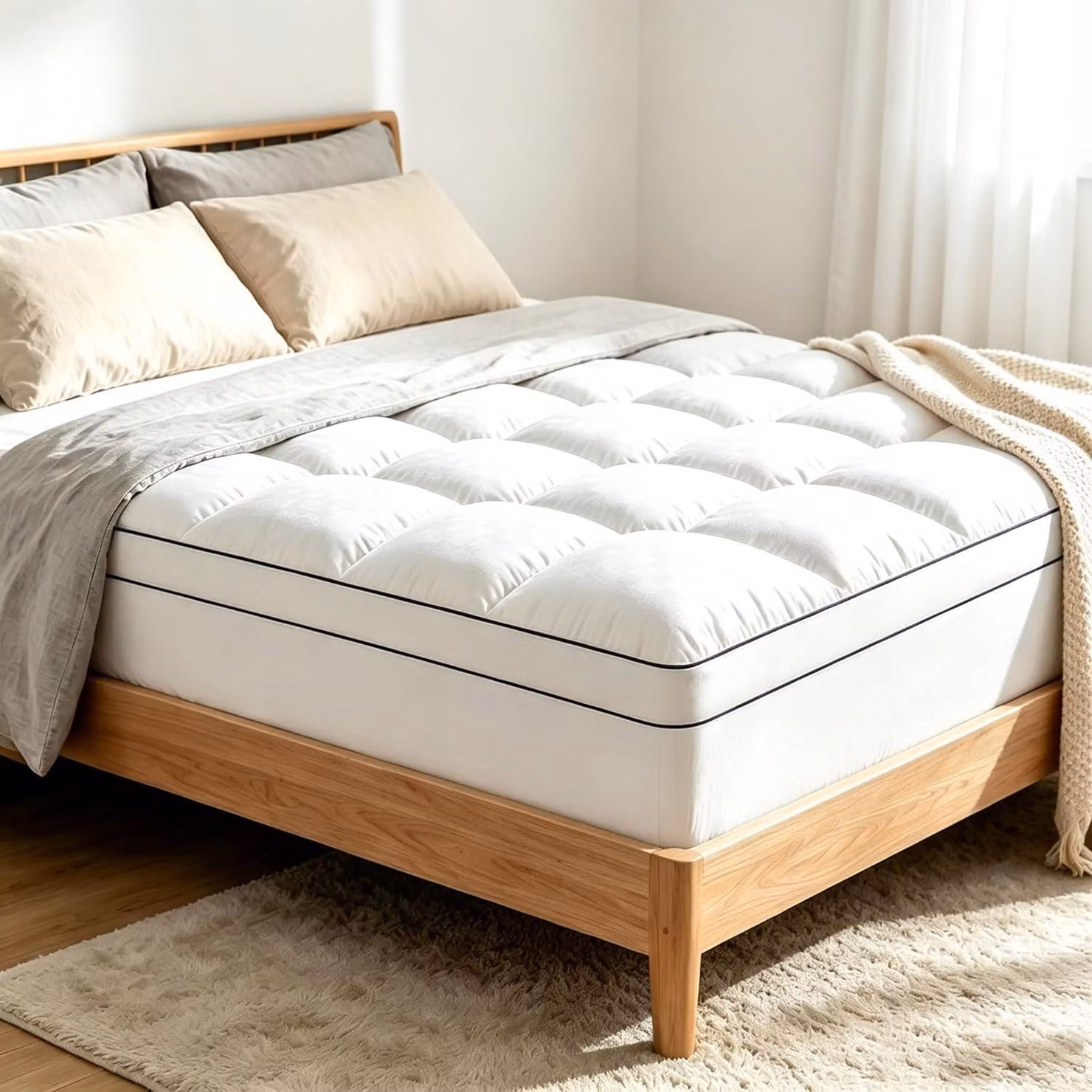Sottileletta per materasso, dimensioni 150x200 cm, 1000 g/m², in microfibra, lavabile in lavatrice, ideale per la camera da letto