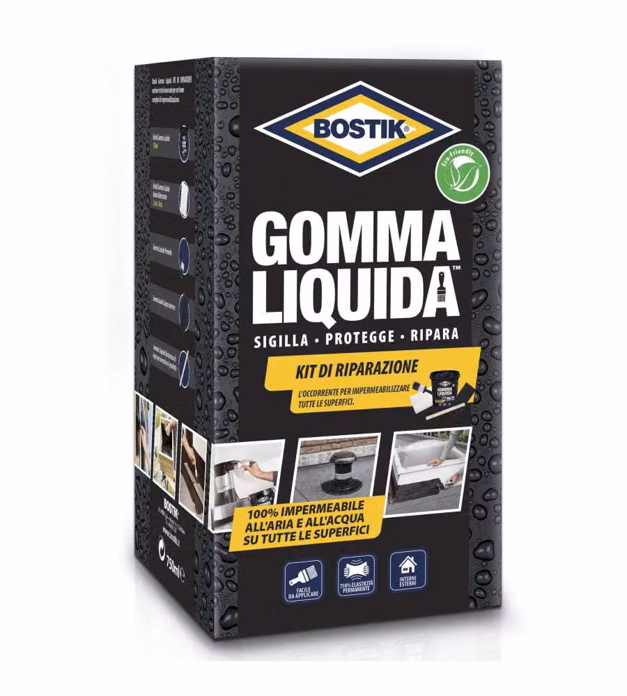 UHU Kit Impermeabilizzante in Gomma Liquida Nero 0,75 l – 2