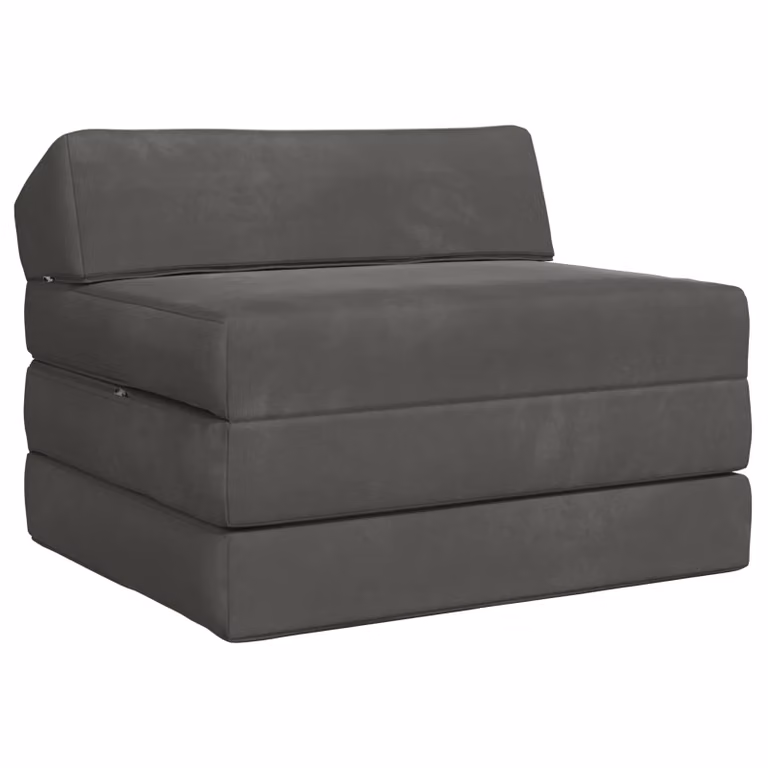 vidaXL Divano Letto Pieghevole in Velluto Grigio con Imbottitura in Schiuma L: 200 cm, P: 70 cm, H: 10 cm