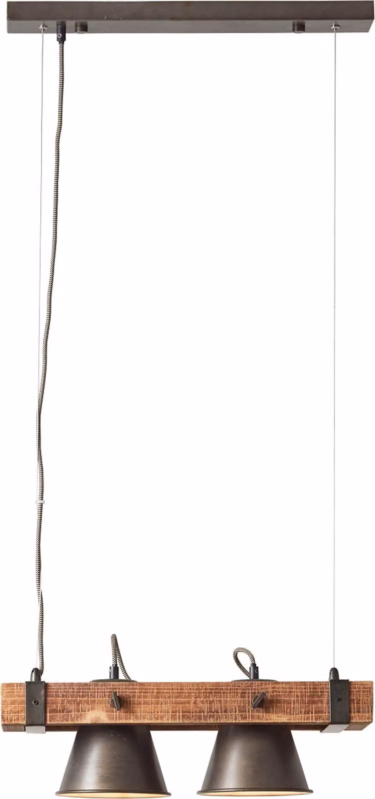 BRILLIANT Lampe Plow luce a sospensione 2flg acciaio nero/legno | 2x A60, E27, 10W, adatto per lampade standard (non incluse) | teste orientabili