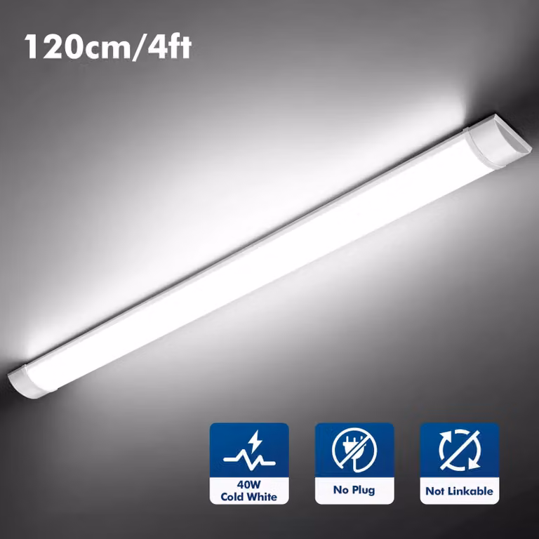 Lampada a LED tubolare - Plafoniera - 120 cm - 40 W - Confezione da 5 - 6500 K, luce bianca simile alla luce diurna - Adatta per garage e officine