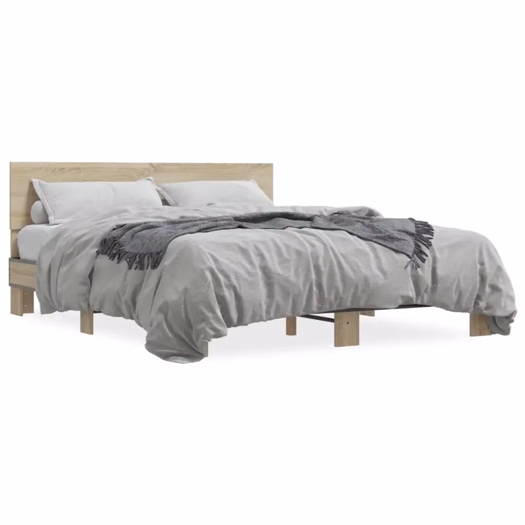 Letto Giroletto vidaXL in Rovere Sonoma e Metallo, L/P: 160 x 200 cm – 2