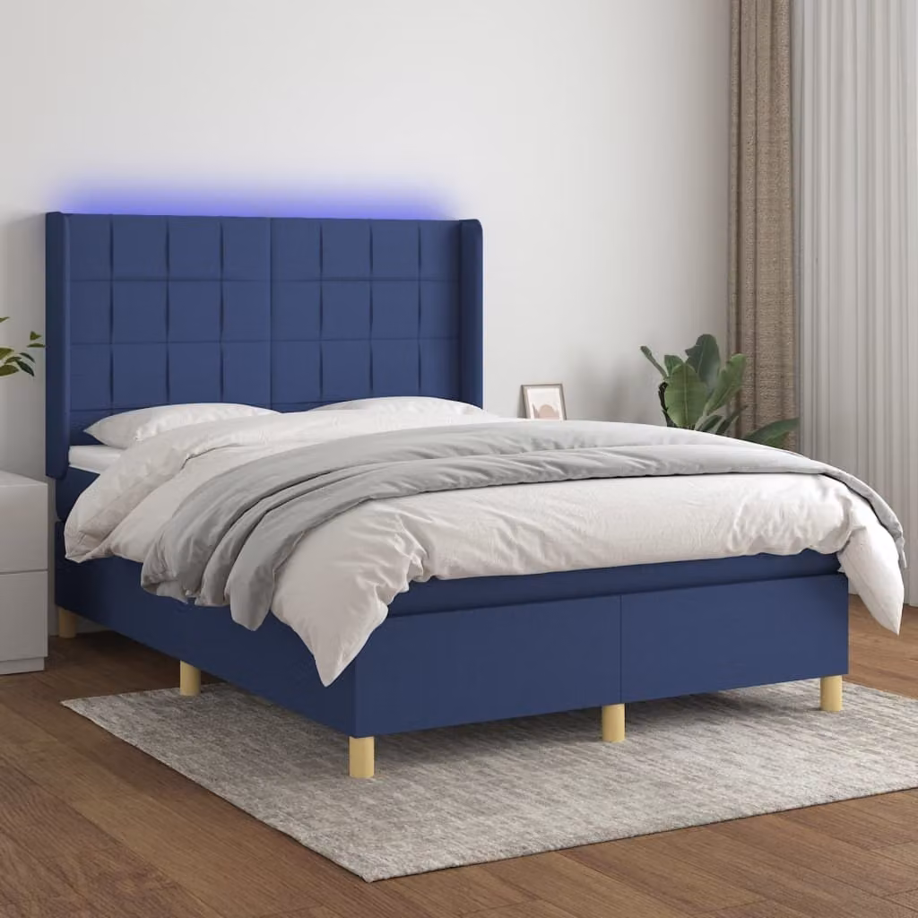 Maison Exclusive - Letto a Molle con Materasso e LED Blu 140x190 cm in Tessuto