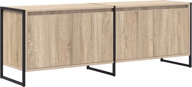 Mobile TV moderno in legno composito beige con 4 ante HELLOSHOP26 L/P/H: 140 x 36 x 49,5 cm