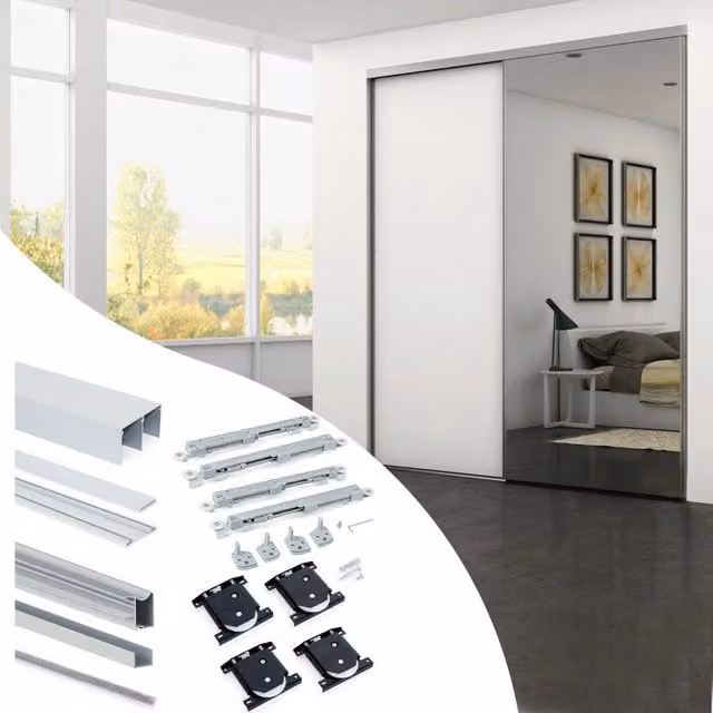 Kit di ferramenta per armadio a 2 porte scorrevoli e chiusura ammortizzata Placard 81, profilo Wave, spessore 18 mm, p..