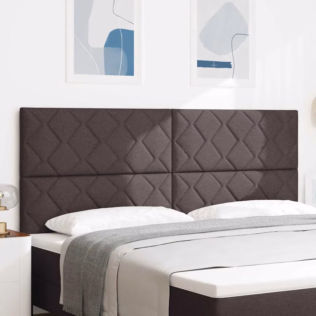 Testiera per letto con illuminazione LED e porta di ricarica USB vidaXL in tessuto grigio chiaro con design moderno e geometrico