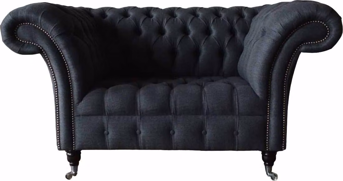 Couch Polster Sofa Textil Chesterfield Couchen 1,5 Sitzer Einsitzer Grau