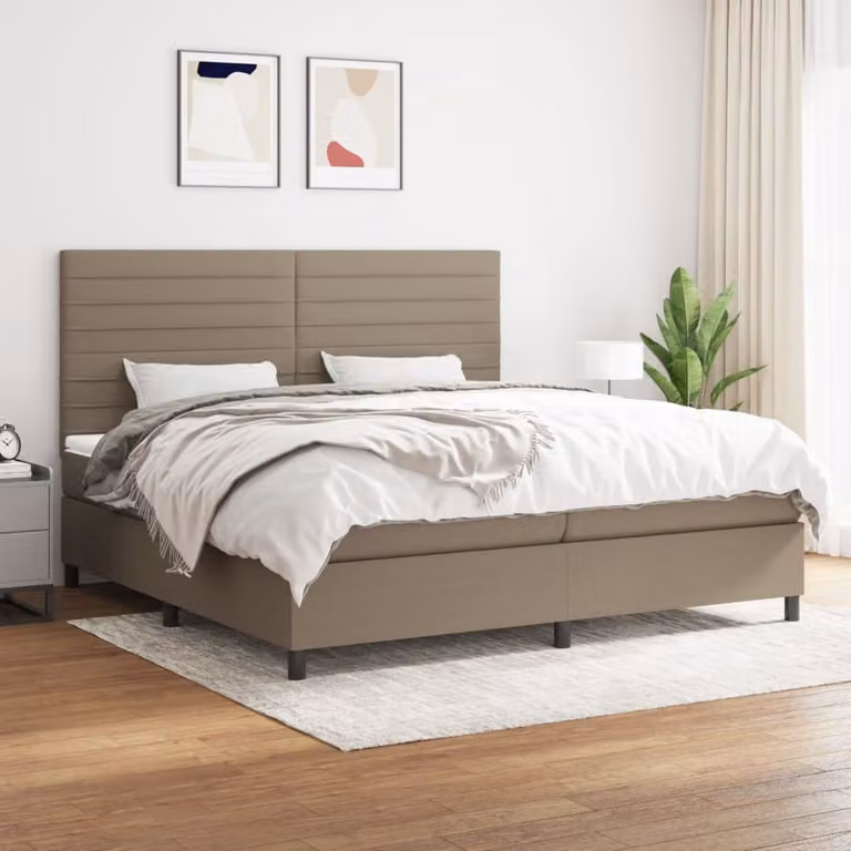 Maison Exclusive - Giroletto a Molle con Materasso Tortora 200x200 cm in Tessuto