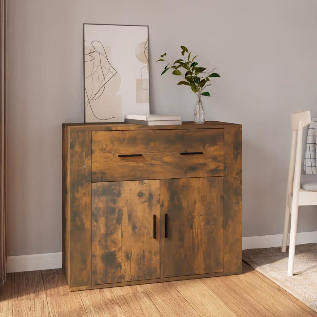 vidaXL Credenza rovere fumé 80x33x70 cm materiale a base di legno