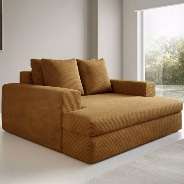 Comazzo Divano 2 Posti Moderno con Cuscini Sfoderabili e Struttura in Legno Giallo L/P/H: 162 x 167 x 86 cm