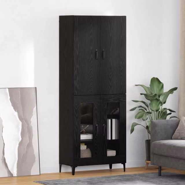 Credenza moderna vidaXL in nero con finitura opaca, L/P/H: 69,5 x 34 x 180 cm