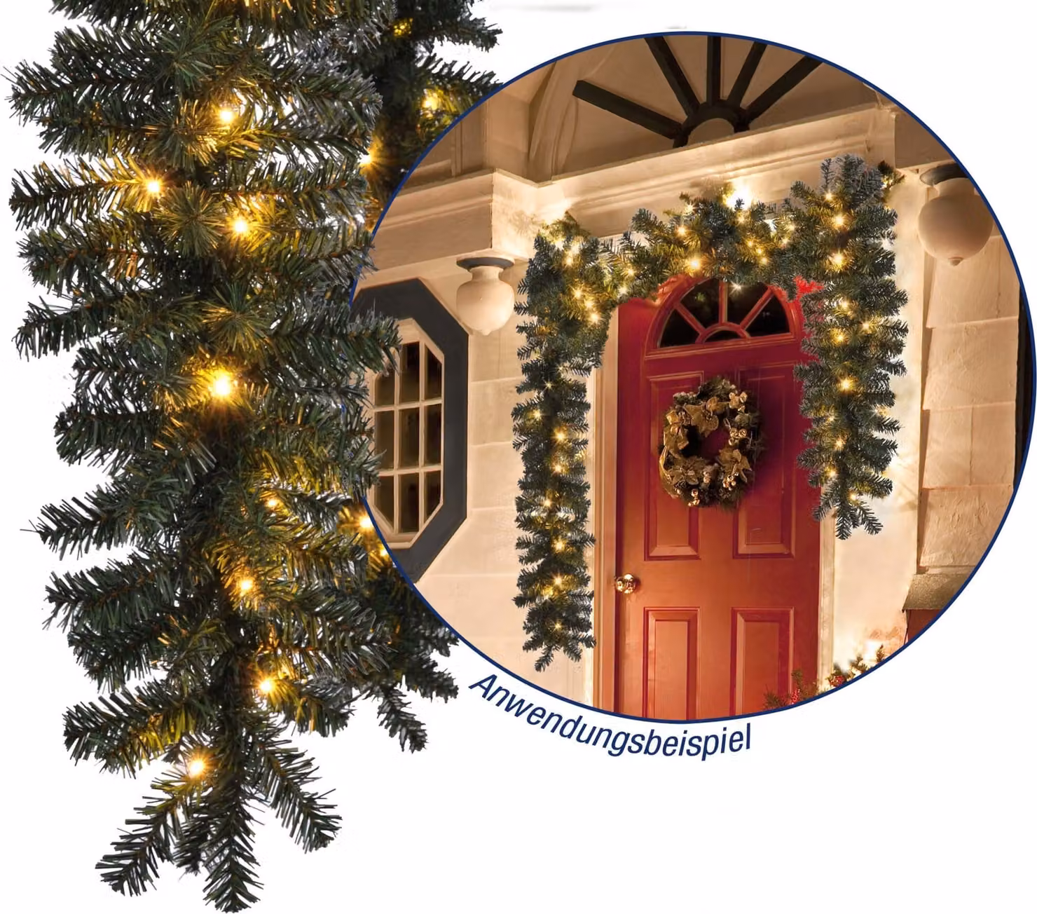 HI Ghirlanda di abete artificiale con luci fiabesche, 40 LED, bianco caldo, 270 cm 54422