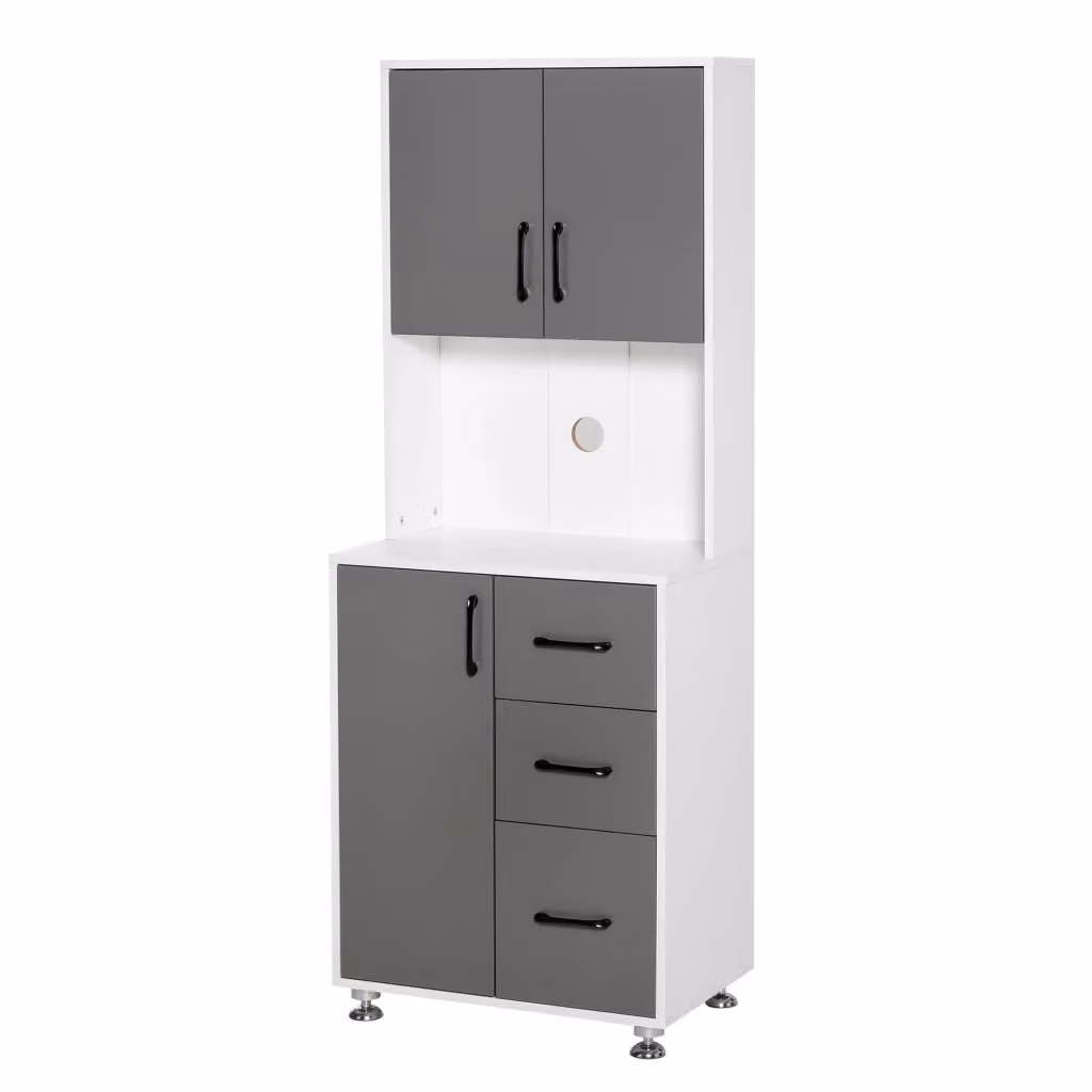 Mobile cucina contenitore Xylo con 3 ante e 3 cassetti bianco e grigio L/P/H: 60 x 40 x 160 cm – 2