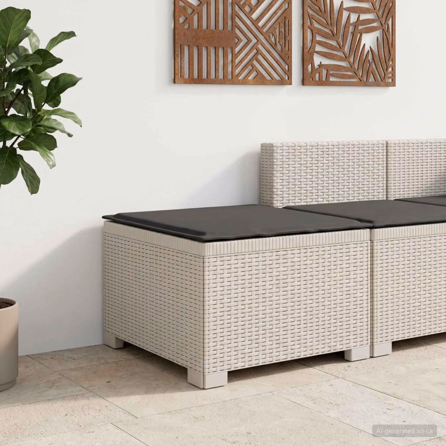 Divano da giardino singolo vidaXL con cuscino in stile rattan moderno disponibile in bianco, antracite o beige