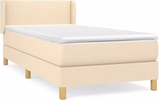 Letto singolo | Letto per adulti | Giroletto a Molle con Materasso Crema 90x190 cm in Tessuto