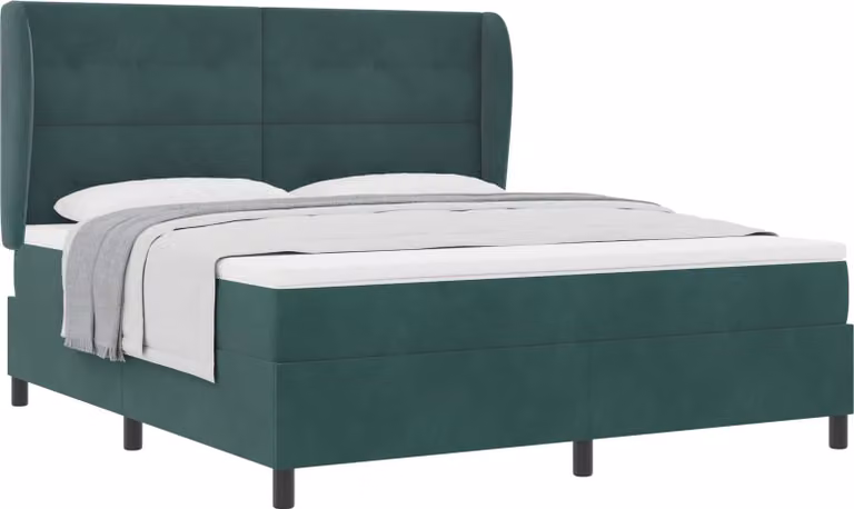 Letto a molle con materasso Verde Scuro 200 x 180 cm Velluto
