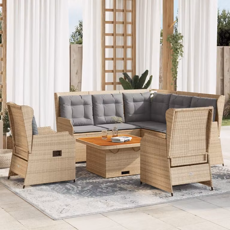 Maison Exclusive - Set da giardino 5 pezzi con cuscini in polyrattan beige