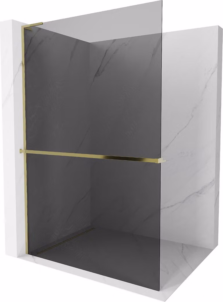 Mexen Kioto+ L Pannello doccia con mensola Walk-in 80 x 200 cm, grafite, oro - 800-080-123-50-40