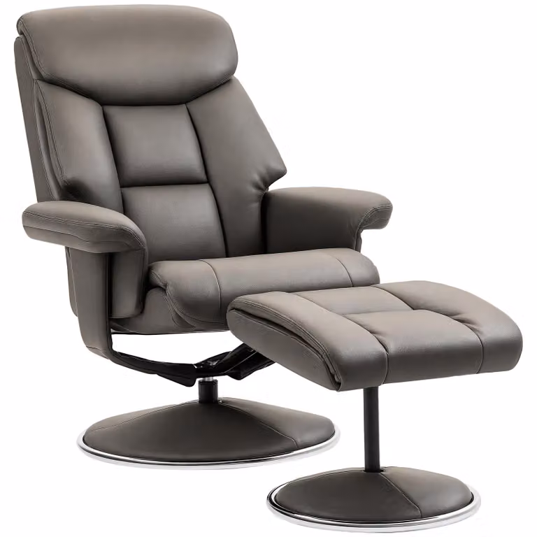 Poltrona relax HOMCOM con poggiapiedi, poltrona TV con funzione reclinabile e oscillante, grigia