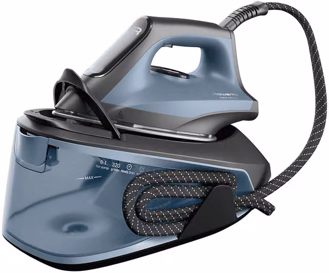 Ferro Caldaia Rowenta Force Pro 300 VR5431 Blu con Piastra in Inox Airglide, Potenza 2400 W e Sistema Anticalcare Integrato