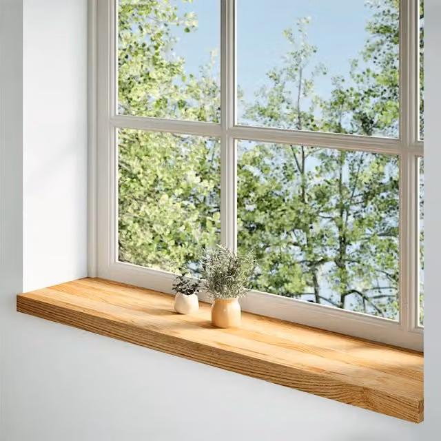 Set di 2 davanzali in legno massello di rovere color marrone chiaro vidaXL L 120 cm x P 30 cm x H 2 cm