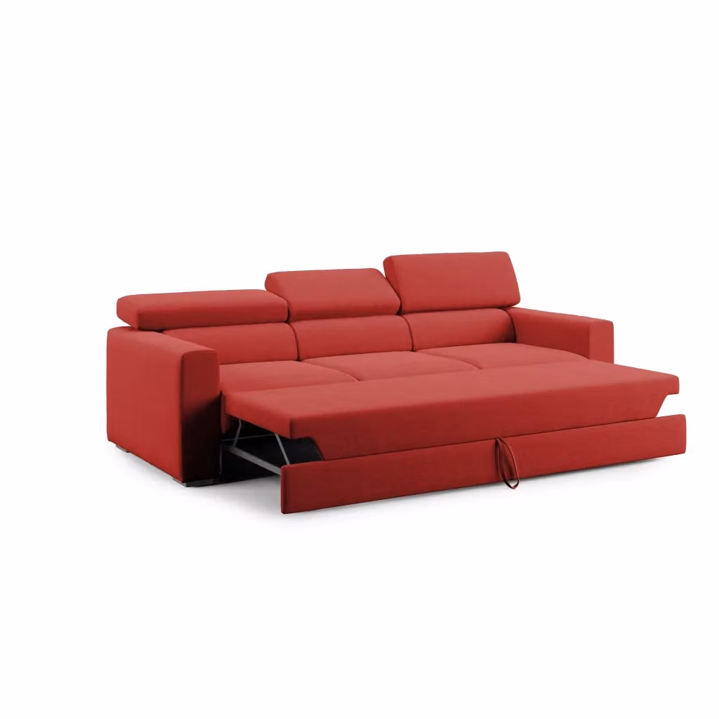 Divano a 3 sedute Dylan Divani.Store rosso con contenitore estraibile in tessuto simil cotone impermeabile L: 240 cm – 2