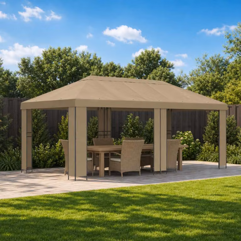vidaXL Gazebo da giardino in acciaio e poliestere beige 6 x 3 m