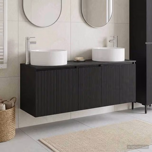 Set di Armadi da Bagno 3 pz Nero 161,5 x 44,5 x 80 cm 3405728