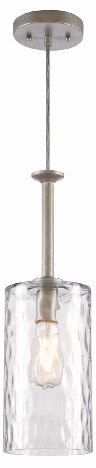Lampada a sospensione a fiamma singola Hernando acciaio industriale / vetro trasparente martellato