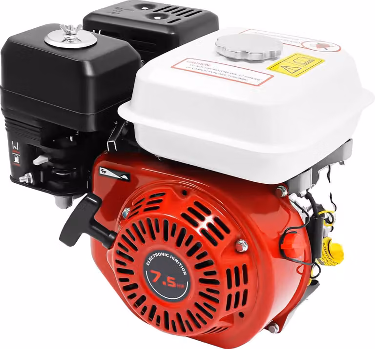 Motore a benzina, potenza 7,5 CV, avviamento a strappo, rosso