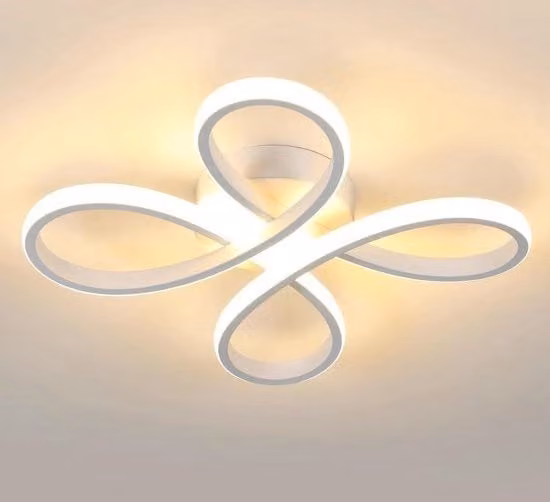 Lampada da soffitto LED moderna a forma di fiore con 4 teste in acrilico, luce bianca calda 3500K, 30W e 3500LM