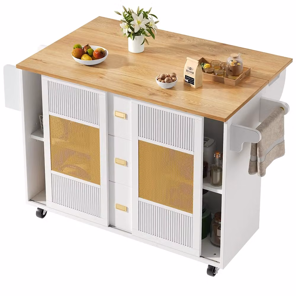 Isola cucina indipendente Xylo bianca con ruote L: 120 cm, P: 73 cm, H: 90 cm – 2