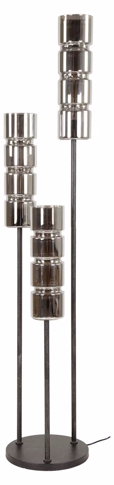 Lampada da terra FURNLUX cilindrica argento e nera 32 cm / Colore principale: argento / Dimensioni: 32 x 155 x 32 cm