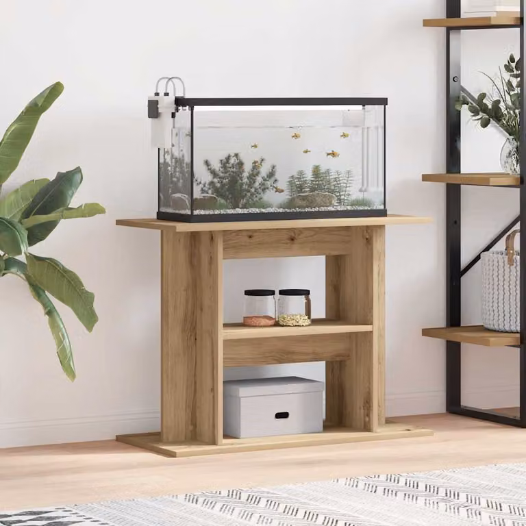 vidaXL Supporto per acquario in legno ingegnerizzato color rovere, L 80 cm x P 35 cm x H 60 cm